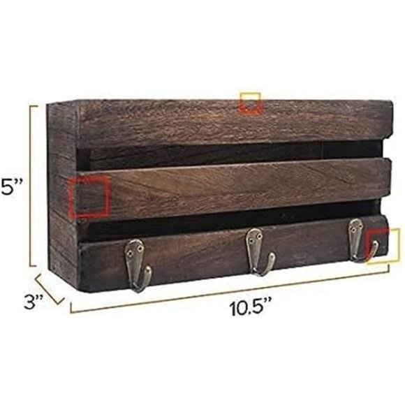 Rustic Mail Holder Wall Mount ~ Key and Mail Organizer for Wall Decorative - Picture 3 of 6